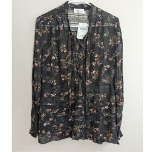 Zimmermann Floral Lace Trimmed Tie Neck Blouse & Cami Set Black Size 0 NWT‎ $480